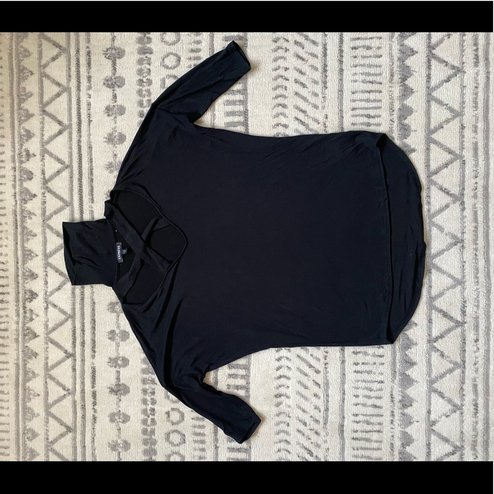 Express - Size Small - Woman’s Black Top w/ Criss Cross Neckline